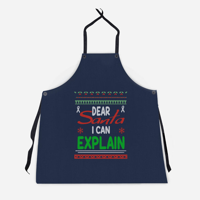 Dear Santa I Can Explain-Unisex-Kitchen-Apron-fanfabio