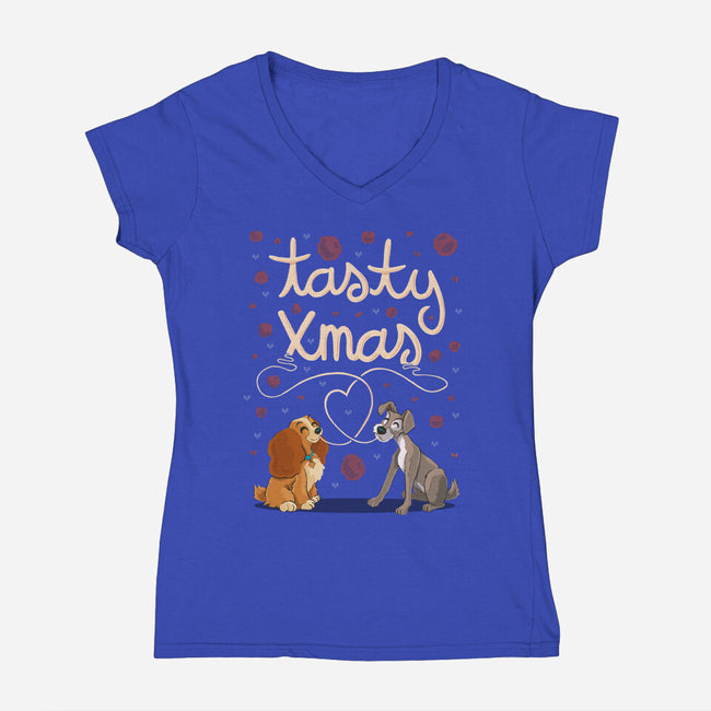 Tasty Xmas-Womens-V-Neck-Tee-IdeasConPatatas