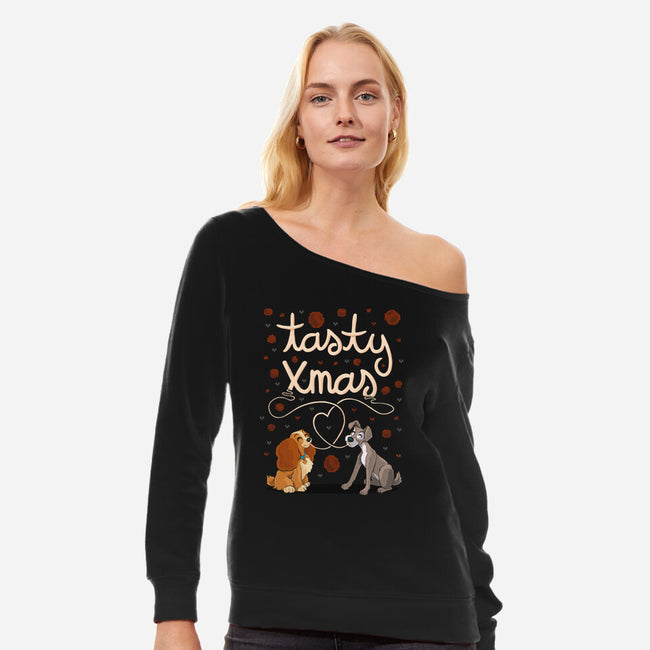 Tasty Xmas-Womens-Off Shoulder-Sweatshirt-IdeasConPatatas