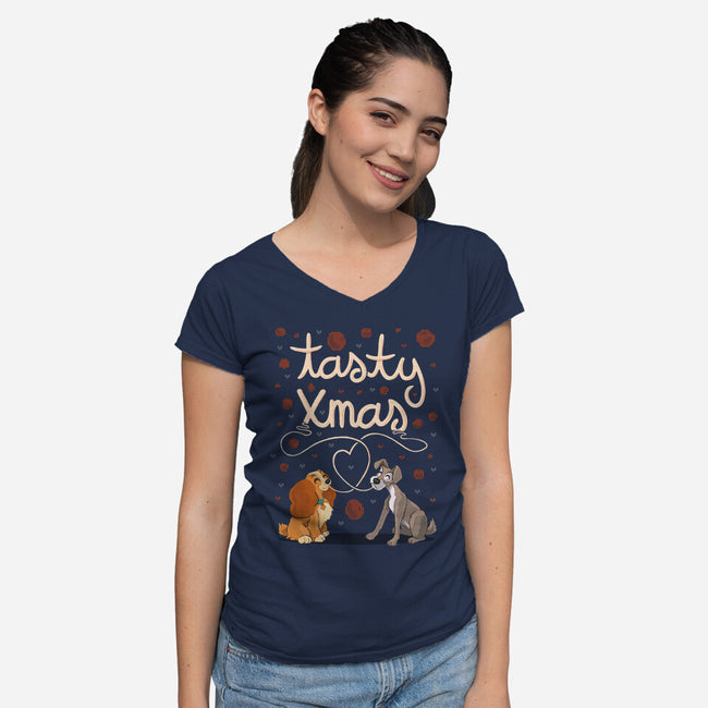 Tasty Xmas-Womens-V-Neck-Tee-IdeasConPatatas