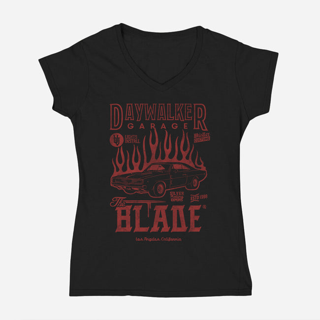 Daywalker Garage-Womens-V-Neck-Tee-Arinesart