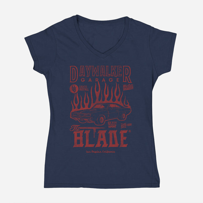 Daywalker Garage-Womens-V-Neck-Tee-Arinesart