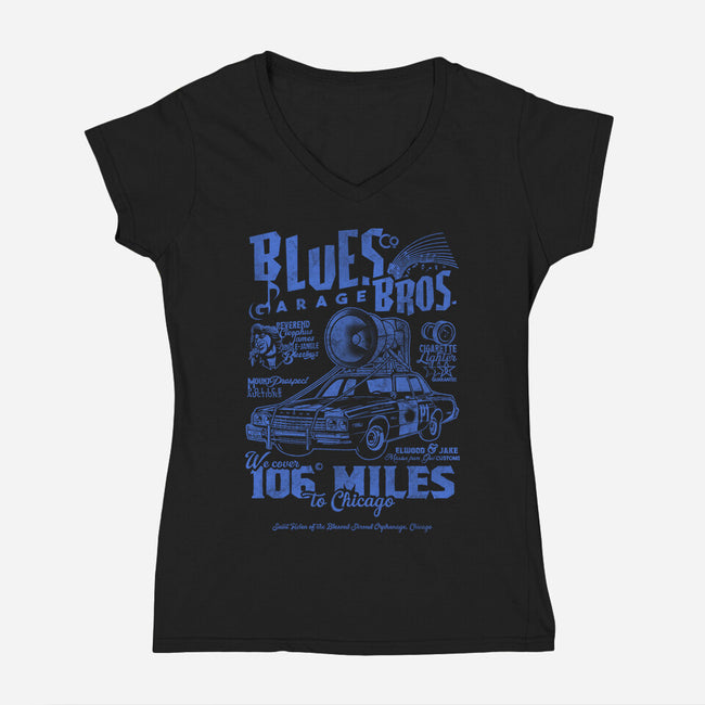 Blues Brothers Garage-Womens-V-Neck-Tee-Arinesart