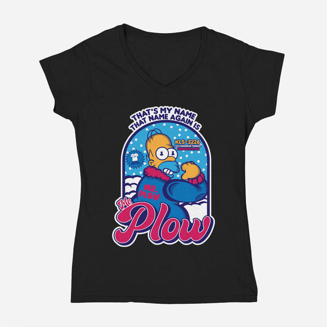 Mr. Plow-Womens-V-Neck-Tee-SuperEdu