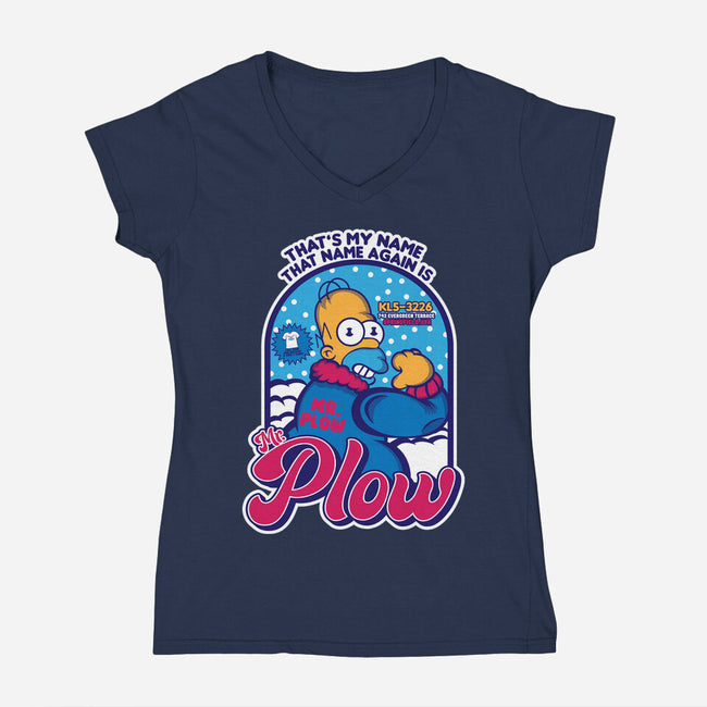 Mr. Plow-Womens-V-Neck-Tee-SuperEdu