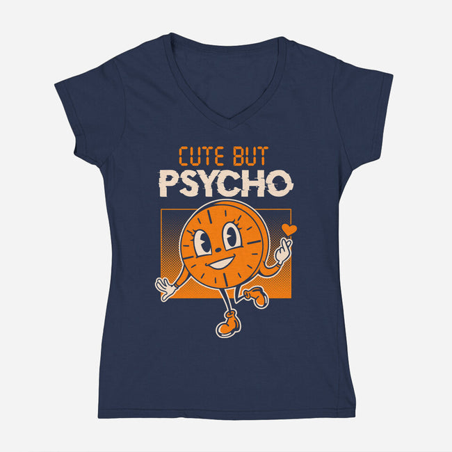 Cute But Psycho Miss Minutes-Womens-V-Neck-Tee-tobefonseca