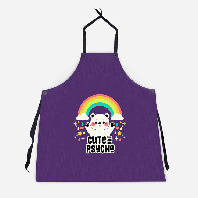 Cute But Psycho Bear-Unisex-Kitchen-Apron-tobefonseca