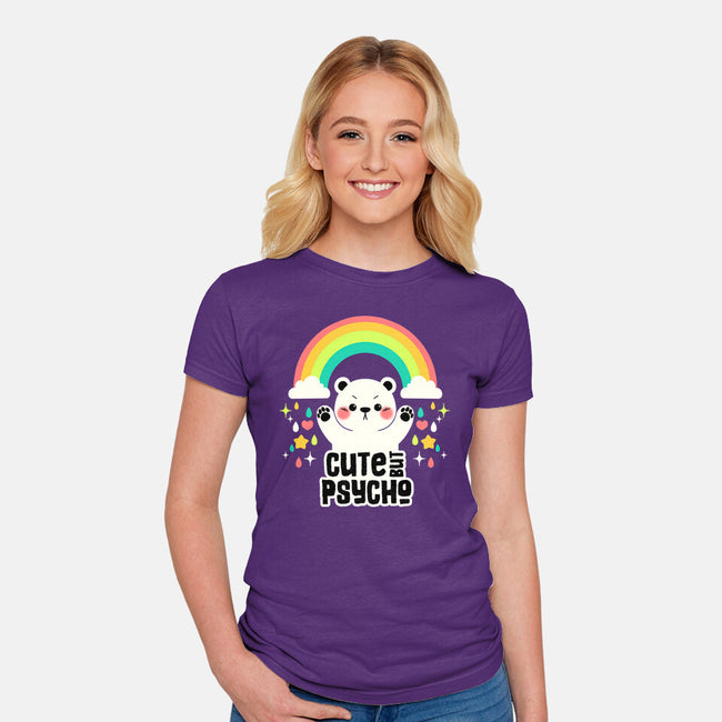 Cute But Psycho Bear-Womens-Fitted-Tee-tobefonseca