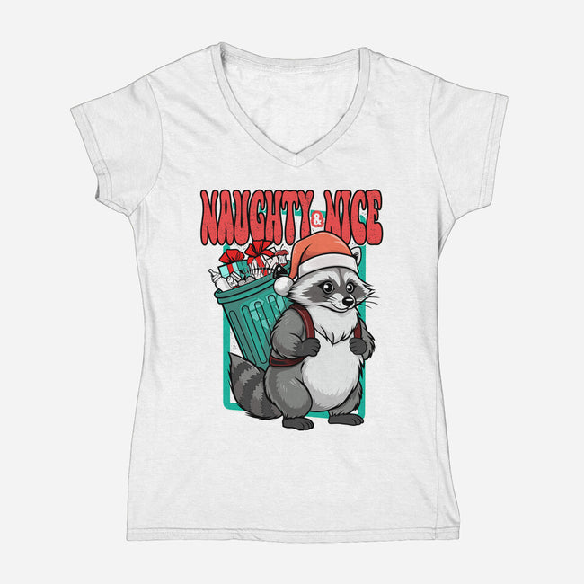 Naughty And Nice Santa-Womens-V-Neck-Tee-palmstreet