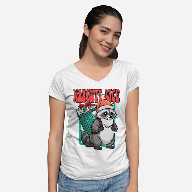 Naughty And Nice Santa-Womens-V-Neck-Tee-palmstreet