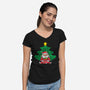 Doodle Claus-Womens-V-Neck-Tee-krisren28