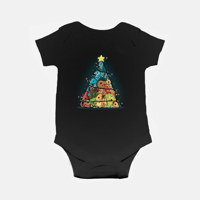 Christmas Tree Dinosaurs-Baby-Basic-Onesie-Vallina84