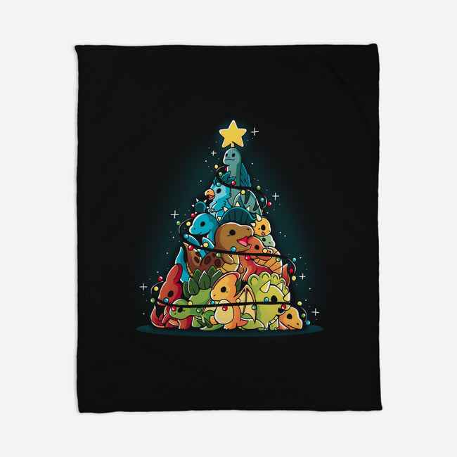 Christmas Tree Dinosaurs-None-Fleece-Blanket-Vallina84