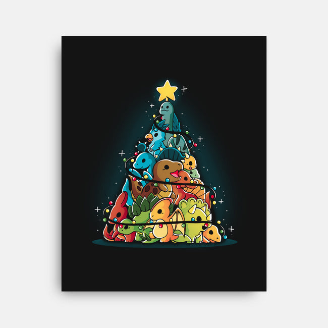 Christmas Tree Dinosaurs-None-Stretched-Canvas-Vallina84