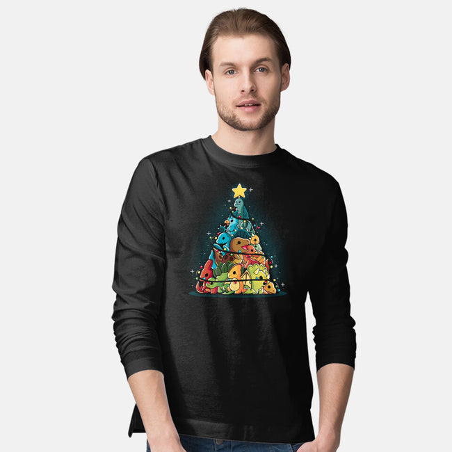 Christmas Tree Dinosaurs-Mens-Long Sleeved-Tee-Vallina84