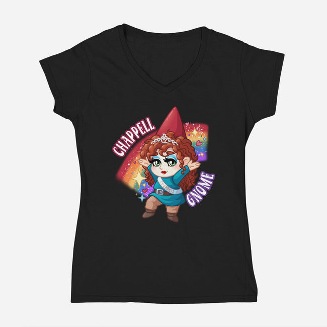 Chappell Gnome-Womens-V-Neck-Tee-ChristaDoodles