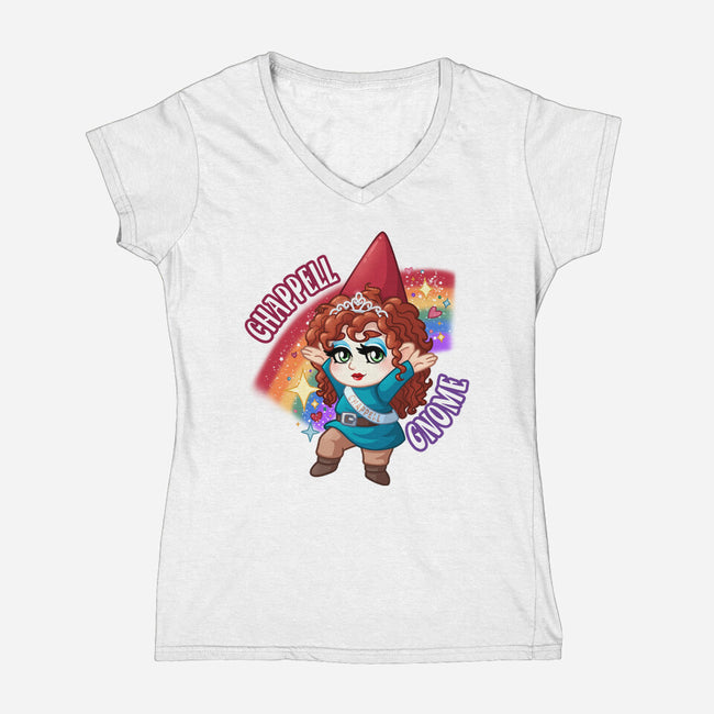 Chappell Gnome-Womens-V-Neck-Tee-ChristaDoodles