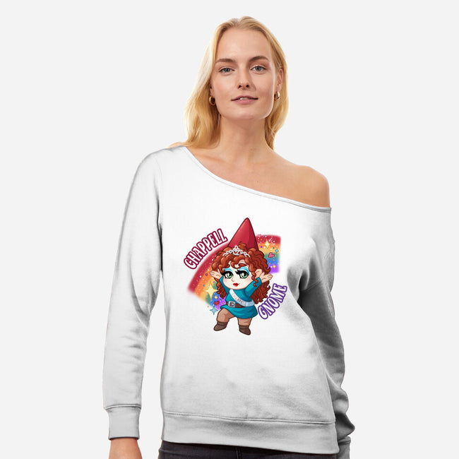 Chappell Gnome-Womens-Off Shoulder-Sweatshirt-ChristaDoodles