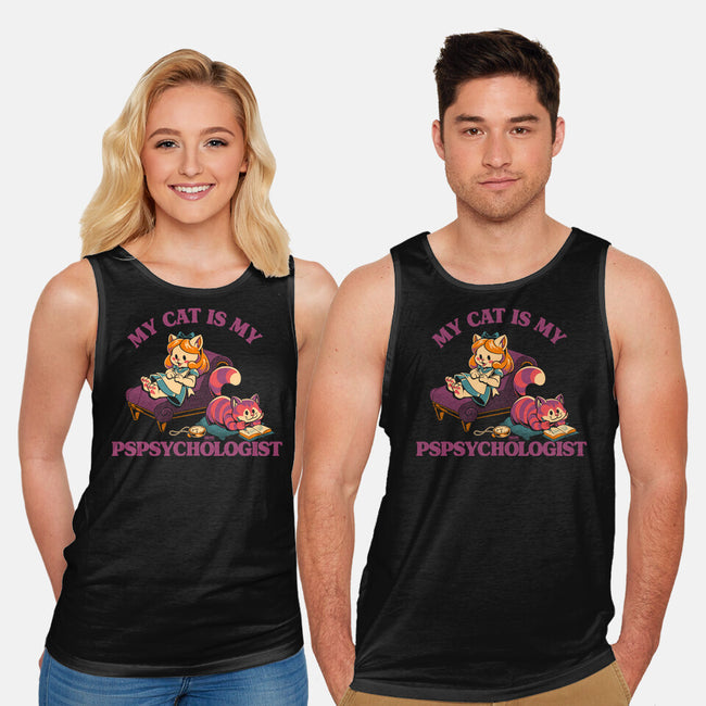 My Cat Is My Pspsychologist-Unisex-Basic-Tank-worlddominationforcats