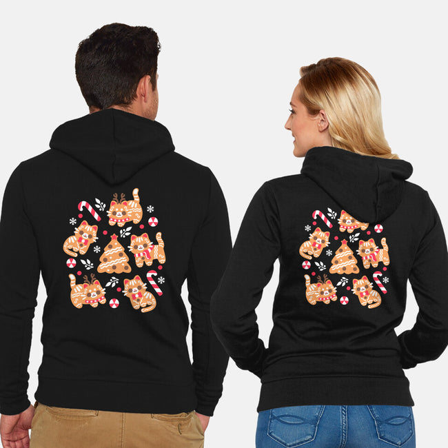 Gingerbread Cats-Unisex-Zip-Up-Sweatshirt-NemiMakeit