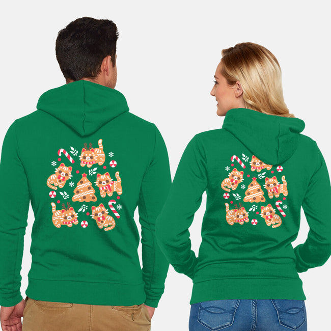 Gingerbread Cats-Unisex-Zip-Up-Sweatshirt-NemiMakeit