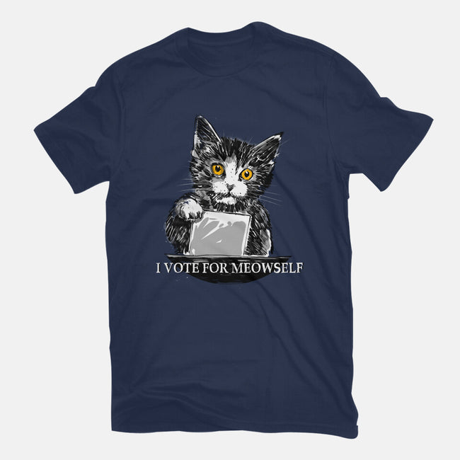 I Vote For Meowself-Womens-Basic-Tee-kharmazero