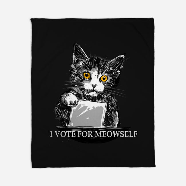 I Vote For Meowself-None-Fleece-Blanket-kharmazero