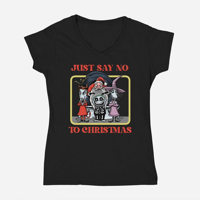 Say No To Christmas-Womens-V-Neck-Tee-zascanauta