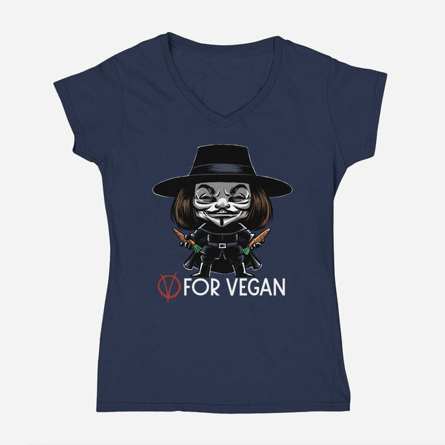 V For Vegan-Womens-V-Neck-Tee-zascanauta