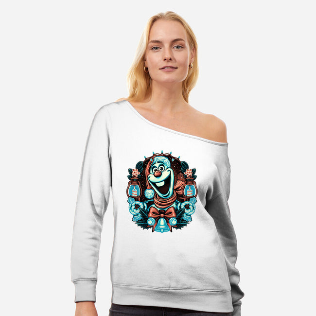 Christmas Snowman-Womens-Off Shoulder-Sweatshirt-glitchygorilla