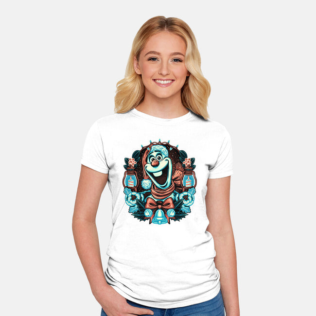 Christmas Snowman-Womens-Fitted-Tee-glitchygorilla