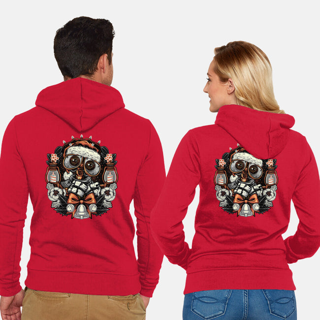 Christmas Robot-Unisex-Zip-Up-Sweatshirt-glitchygorilla