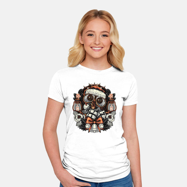 Christmas Robot-Womens-Fitted-Tee-glitchygorilla