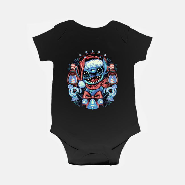 Christmas Alien-Baby-Basic-Onesie-glitchygorilla