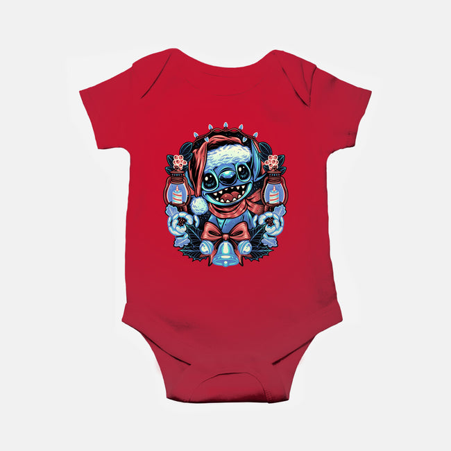 Christmas Alien-Baby-Basic-Onesie-glitchygorilla