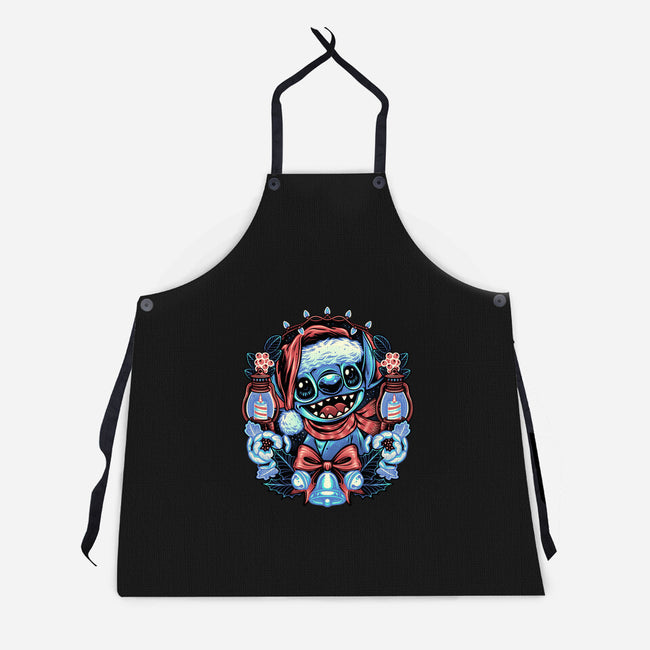 Christmas Alien-Unisex-Kitchen-Apron-glitchygorilla