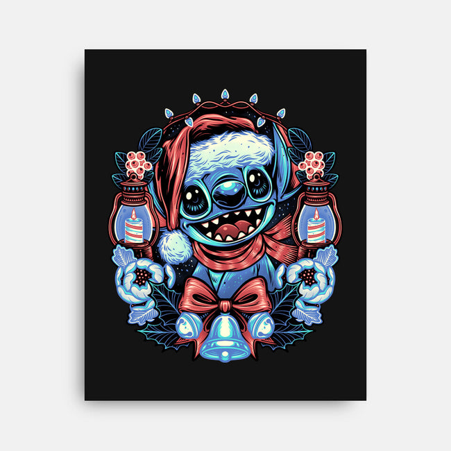 Christmas Alien-None-Stretched-Canvas-glitchygorilla