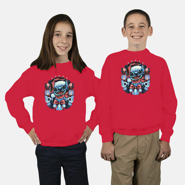 Christmas Alien-Youth-Crew Neck-Sweatshirt-glitchygorilla