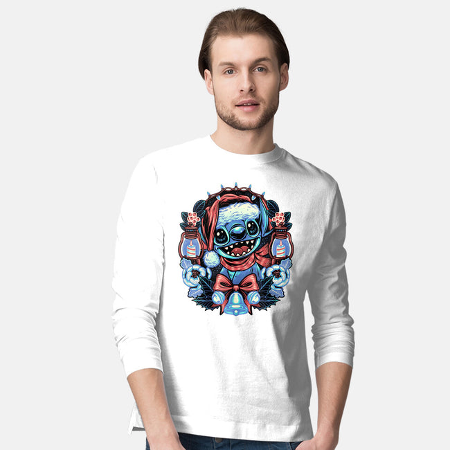 Christmas Alien-Mens-Long Sleeved-Tee-glitchygorilla