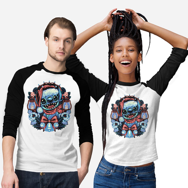 Christmas Alien-Unisex-Baseball-Tee-glitchygorilla