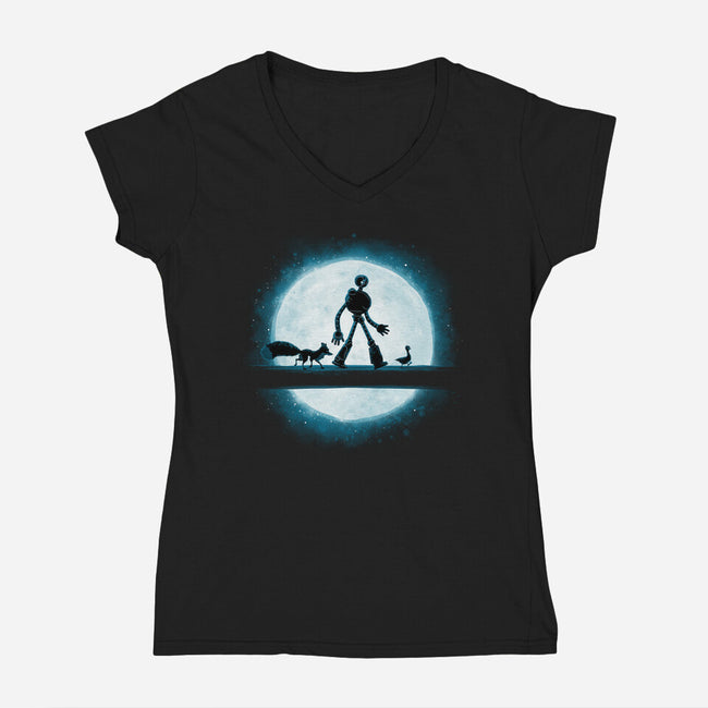 Hakuna Robot-Womens-V-Neck-Tee-teesgeex