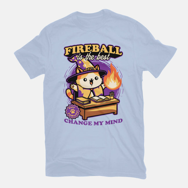 Wizard Cat Fireball-Mens-Basic-Tee-Studio Mootant