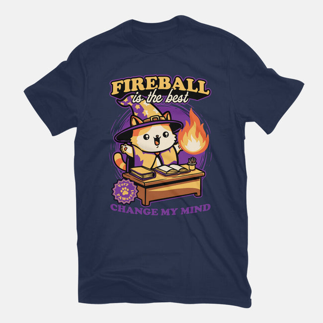 Wizard Cat Fireball-Womens-Basic-Tee-Studio Mootant