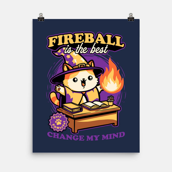 Wizard Cat Fireball-None-Matte-Poster-Studio Mootant