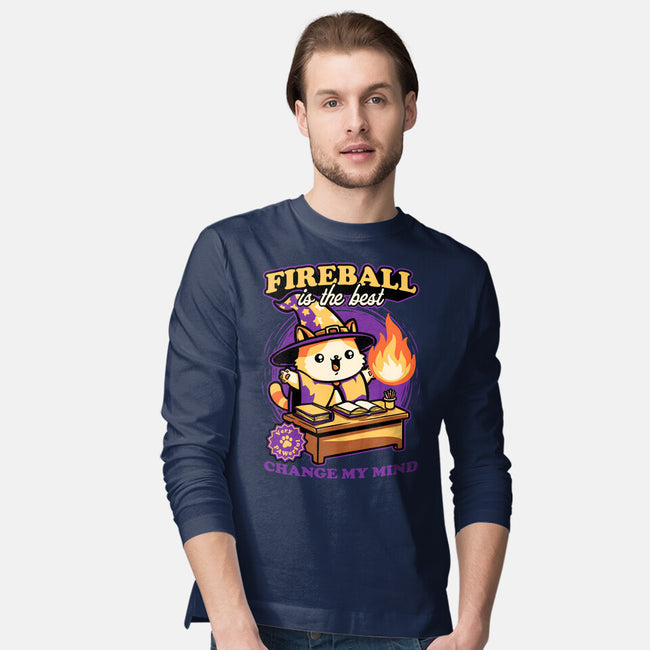 Wizard Cat Fireball-Mens-Long Sleeved-Tee-Studio Mootant