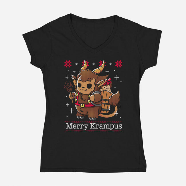 Merry Krampus To All-Womens-V-Neck-Tee-Vallina84