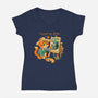 Impressionist Cat Sunflowers-Womens-V-Neck-Tee-worlddominationforcats