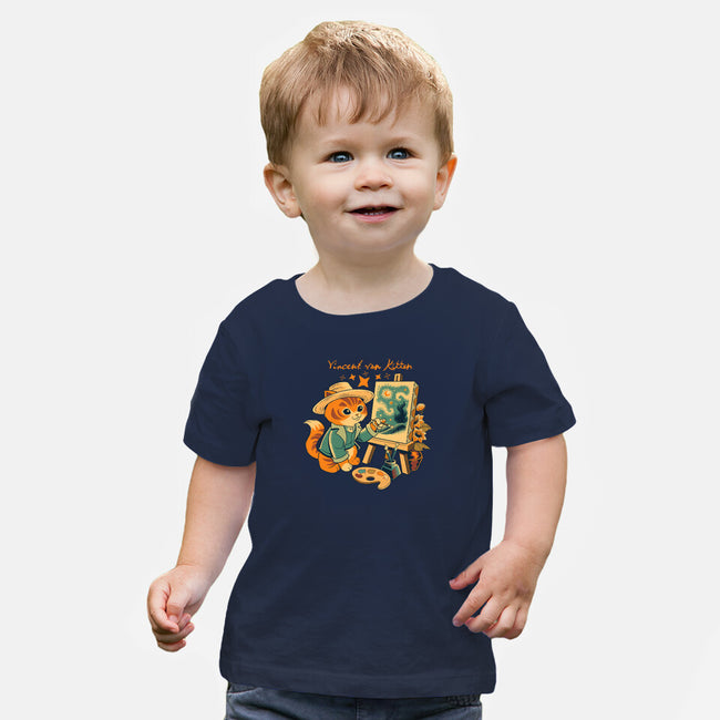 Impressionist Cat Sunflowers-Baby-Basic-Tee-worlddominationforcats