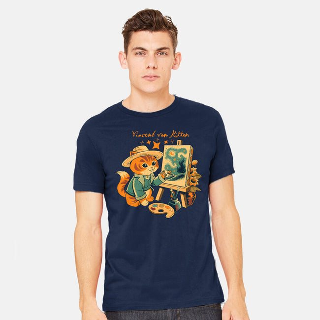 Impressionist Cat Sunflowers-Mens-Heavyweight-Tee-worlddominationforcats