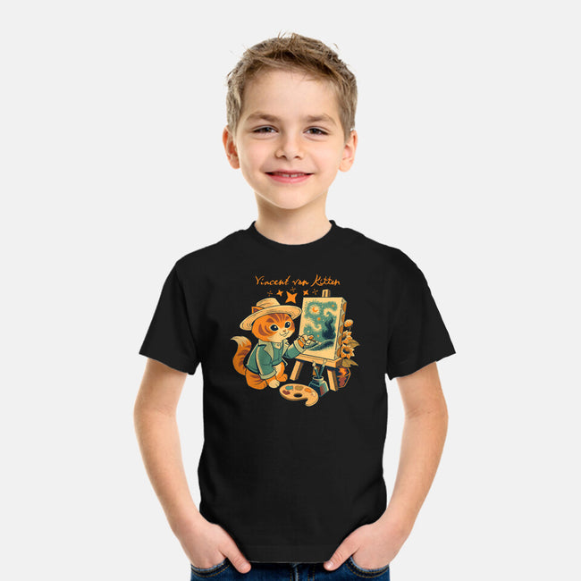 Impressionist Cat Sunflowers-Youth-Basic-Tee-worlddominationforcats